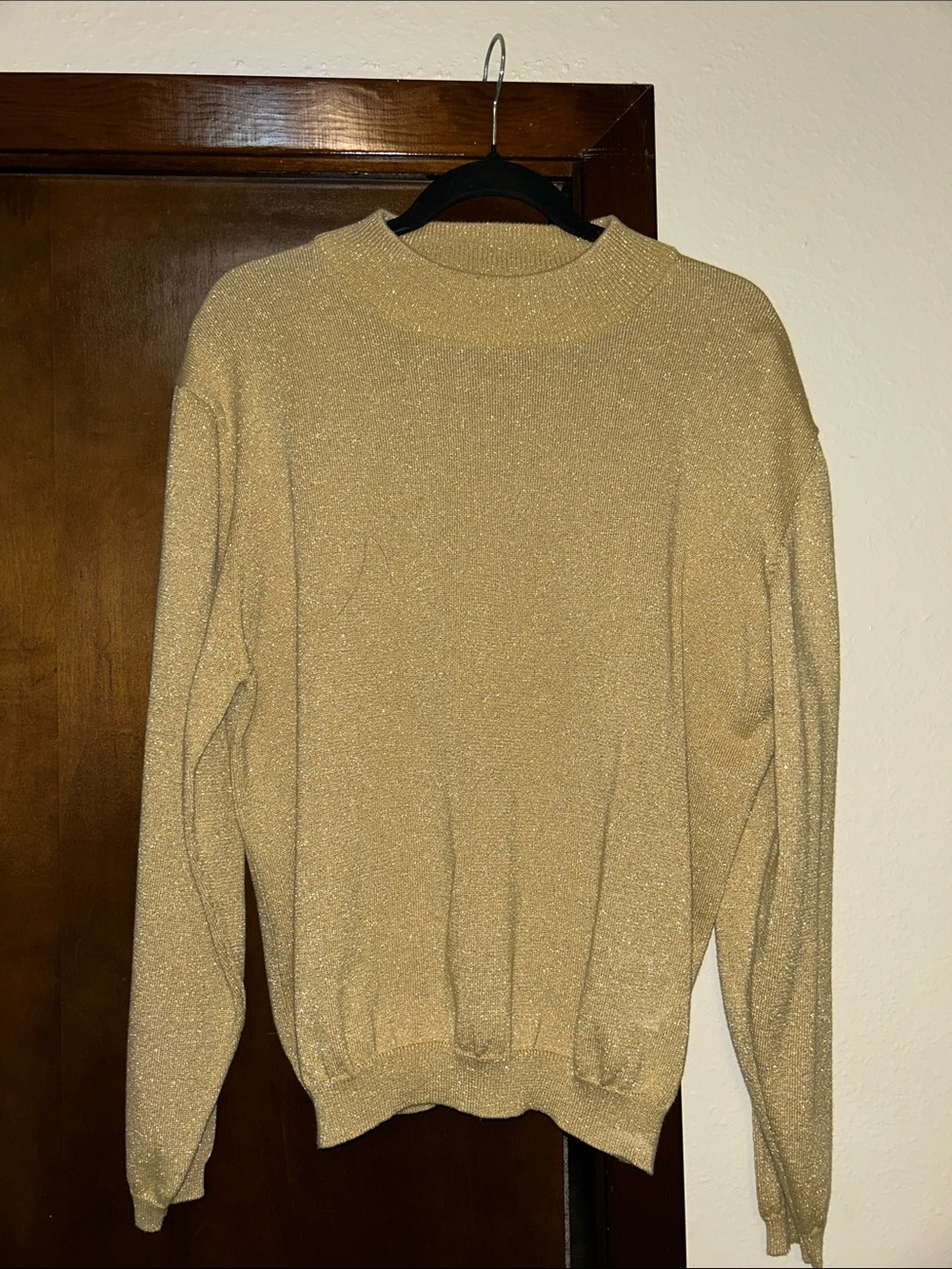 Christopher & Banks Shimmery Gold Crewneck Sweater